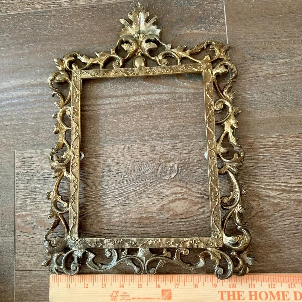 Vintage Cost Iron Frame Gold Color Ornate 11/15 Inch
